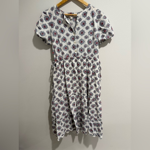 Loft Side Tie Medallion Block Print midi Dress size 4 - Picture 2 of 11